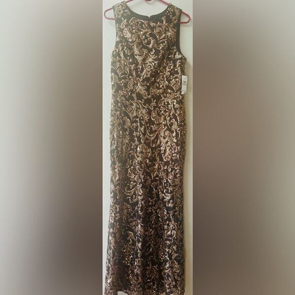 ALEX EVENINGS BLK/COPPER MOTHER OF BRIDE/GROOM SLEEVELESS SEQUIN DRESS Sz.12~NWT - Picture 3 of 8